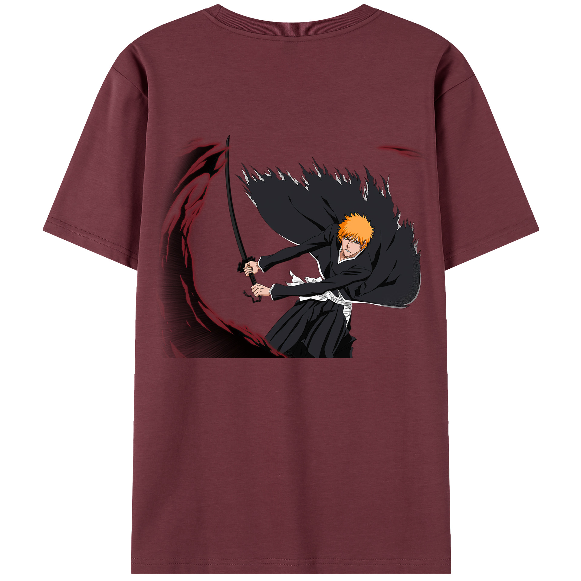（画像用） ブリーチ 黒崎一護（くろさき いちご）BLEACH Kurosaki Ichigo 綿100％半袖Tシャツ（背面プリント）